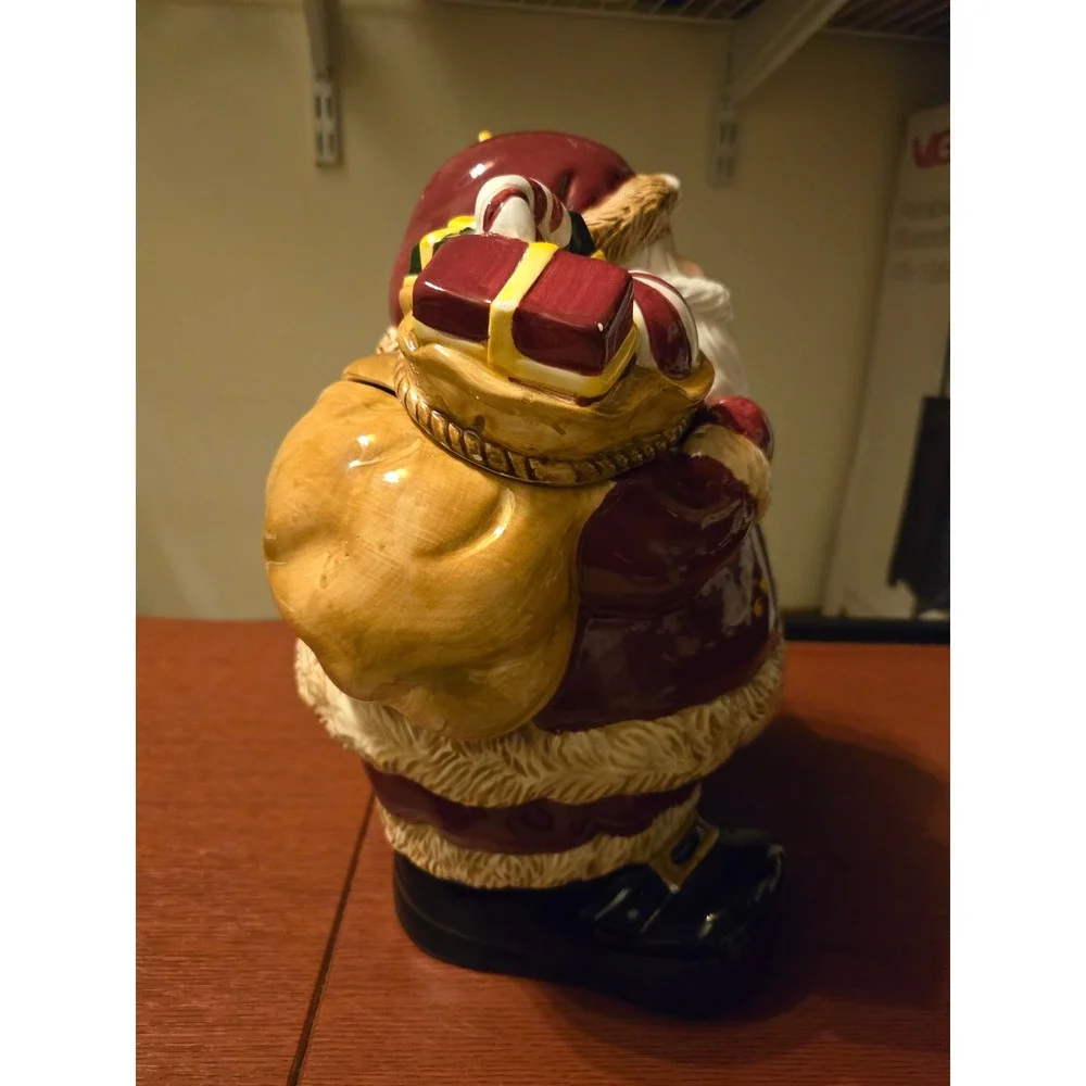 Vintage‎ Santa Claus Ceramic Cookie Jar Red Holiday Christmas Decor Hand Painted